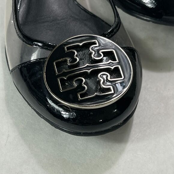 Tory Burch Ballet 6 1/2 M Flat Black & Clear PVC Vintage NO SIZE VISIBLE READ - Picture 3 of 9